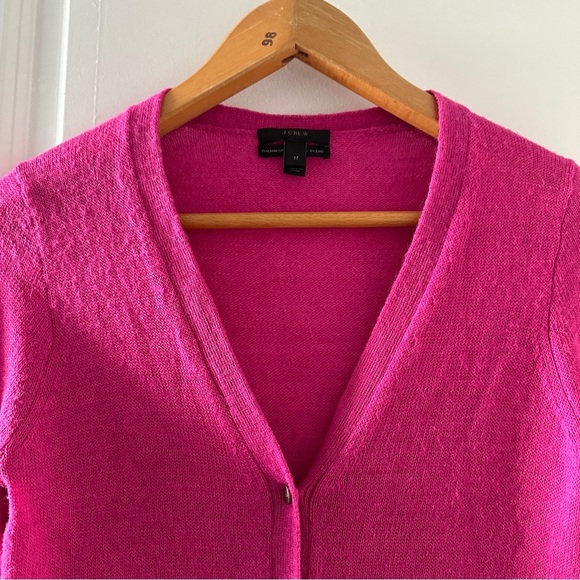 J. Crew Pink Alpaca Merino Wool Blend V-Neck Knit Cardigan Women’s Size Medium - Picture 3 of 16